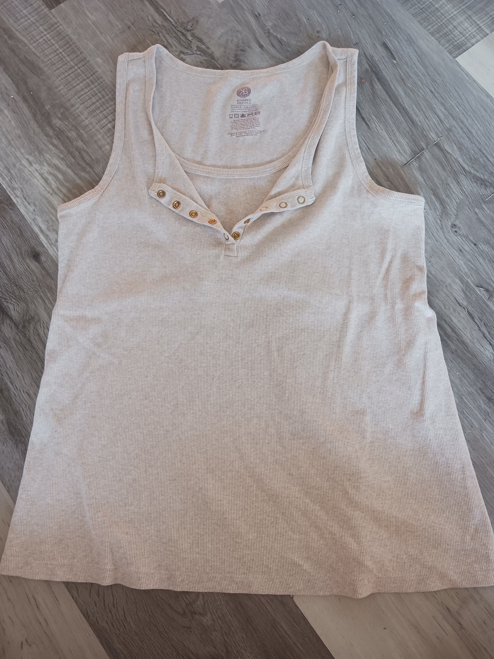 Kindred Bravely Organic Cotton Light Beige Ribbed Henley Tank